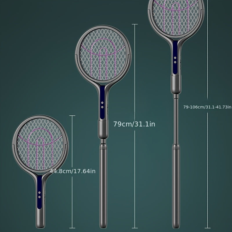 Zapper à Insectes Électrique Pliable – Rechargeable avec Manche Télescopique