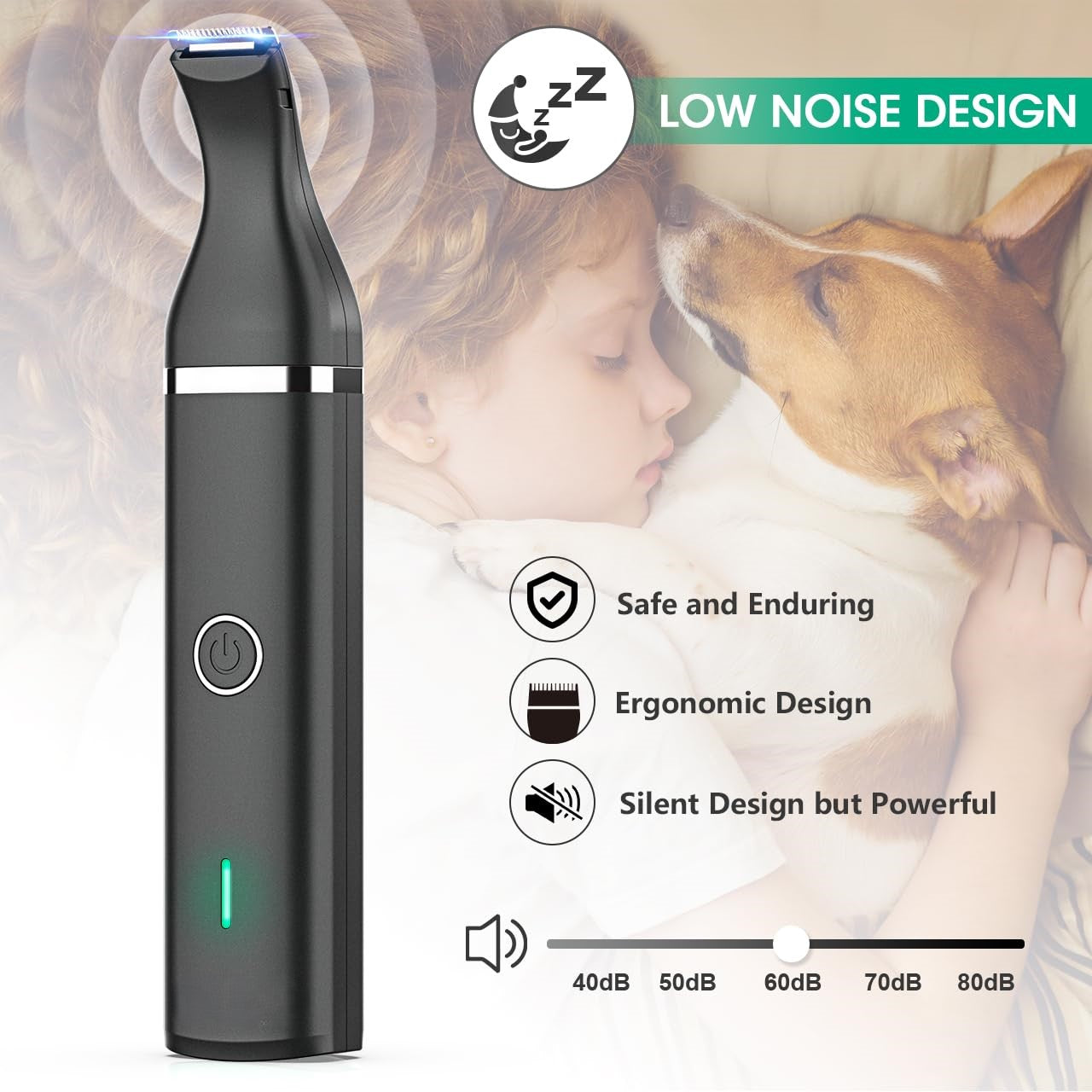 Tondeuse à poils pour animaux de compagnie avec lames doubles - Outil de toilettage silencieux et sans fil
