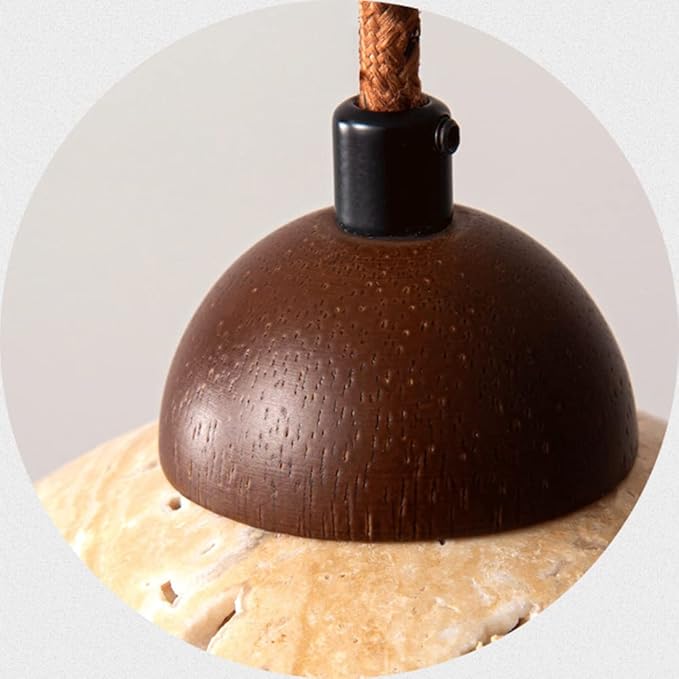 Suspension en Marbre Naturel – Design Élégant en Noyer et Pierre pour un Look Intemporel