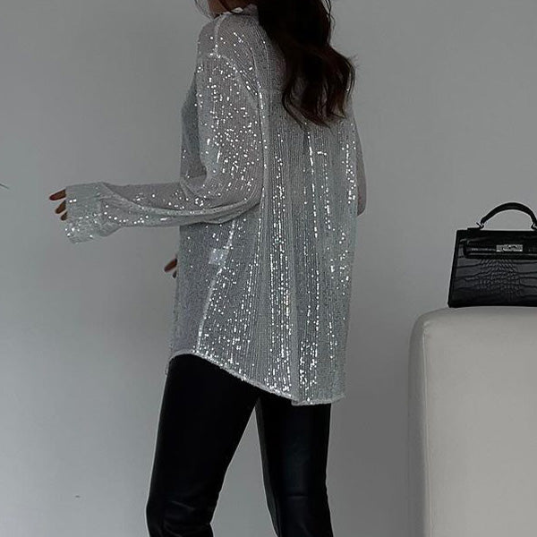 Blouse Lâche avec Paillettes Brillantes – Celeste