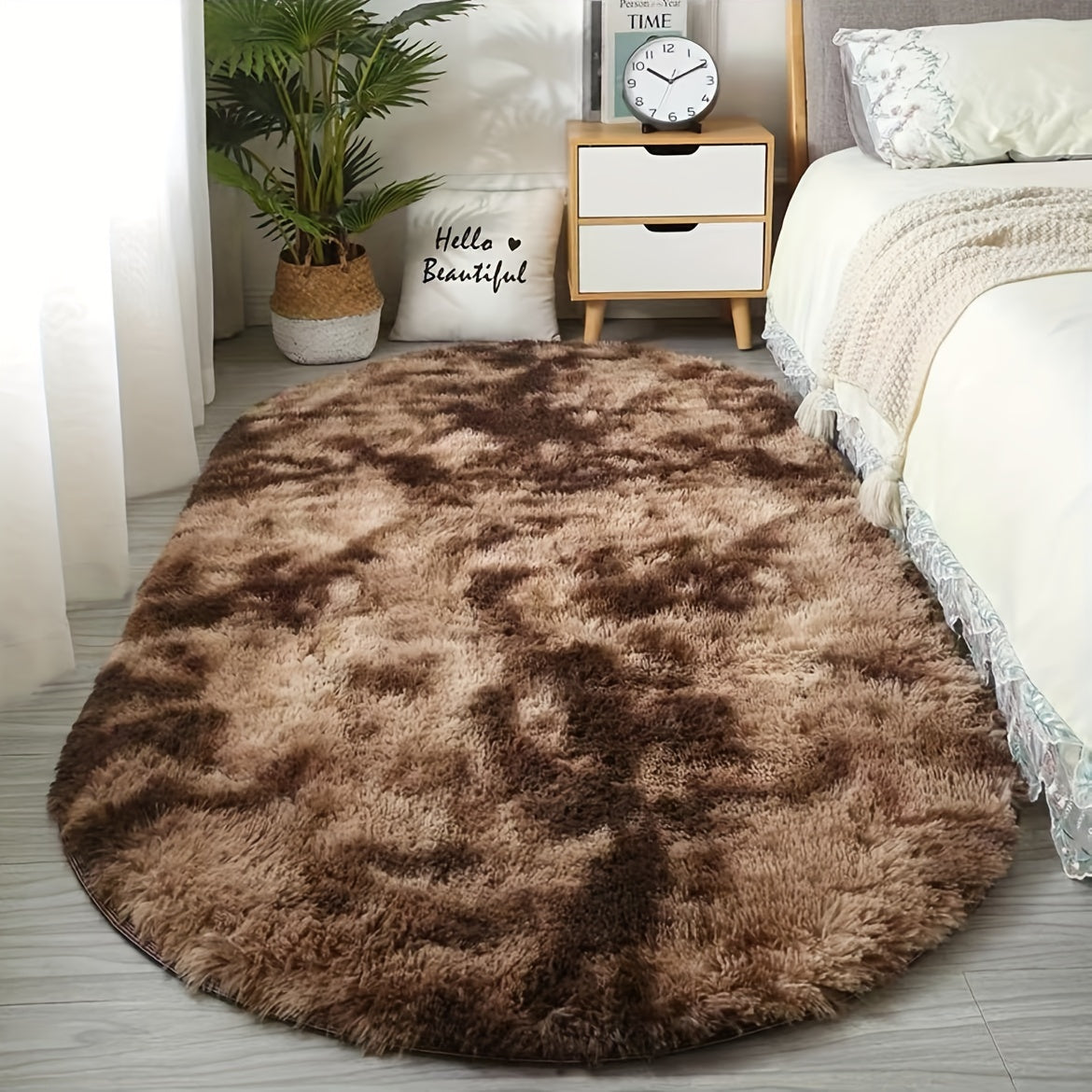 Tapis Oval en Velours Nest Luxueux et Douillet | Décor doux et lavable à la main pour chambres et salons, parfait pour les tables basses et les entrées.
