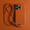 Coque de téléphone en cuir véritable avec bandoulière