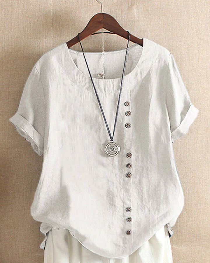 T-shirt Uni à Manches Courtes et Col Rond – Samantha