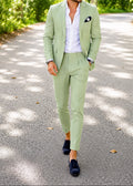 Ensemble d'été en lin pour homme – Blazer ajusté et pantalon slim pour des occasions décontractées élégantes