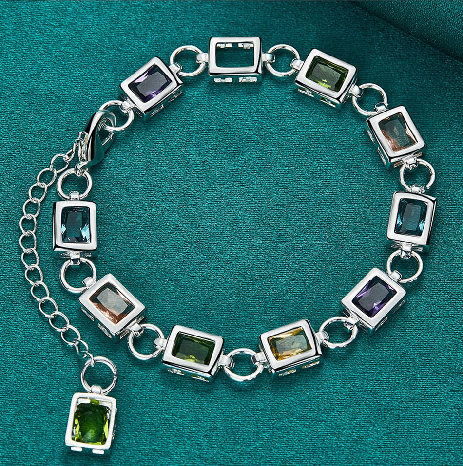 Bracelet en argent zircon multicolore