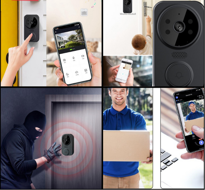 Sonnette Wi-Fi Intelligente Noire avec Caméra – Noctiq