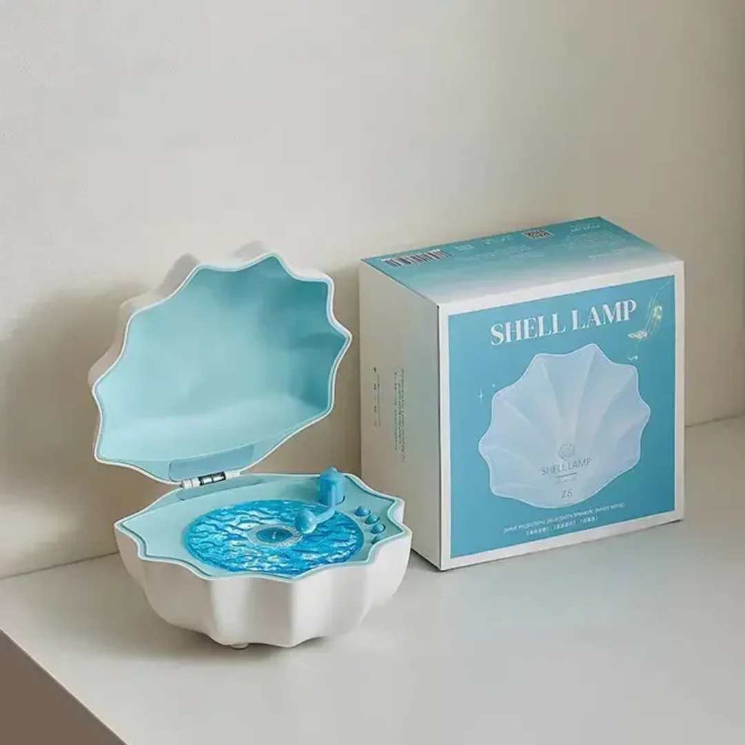 AquaAura Lampe coquillage Haut-parleur | Haut-parleur Bluetooth portable avec projection immersive de vagues et éclairage d'ambiance