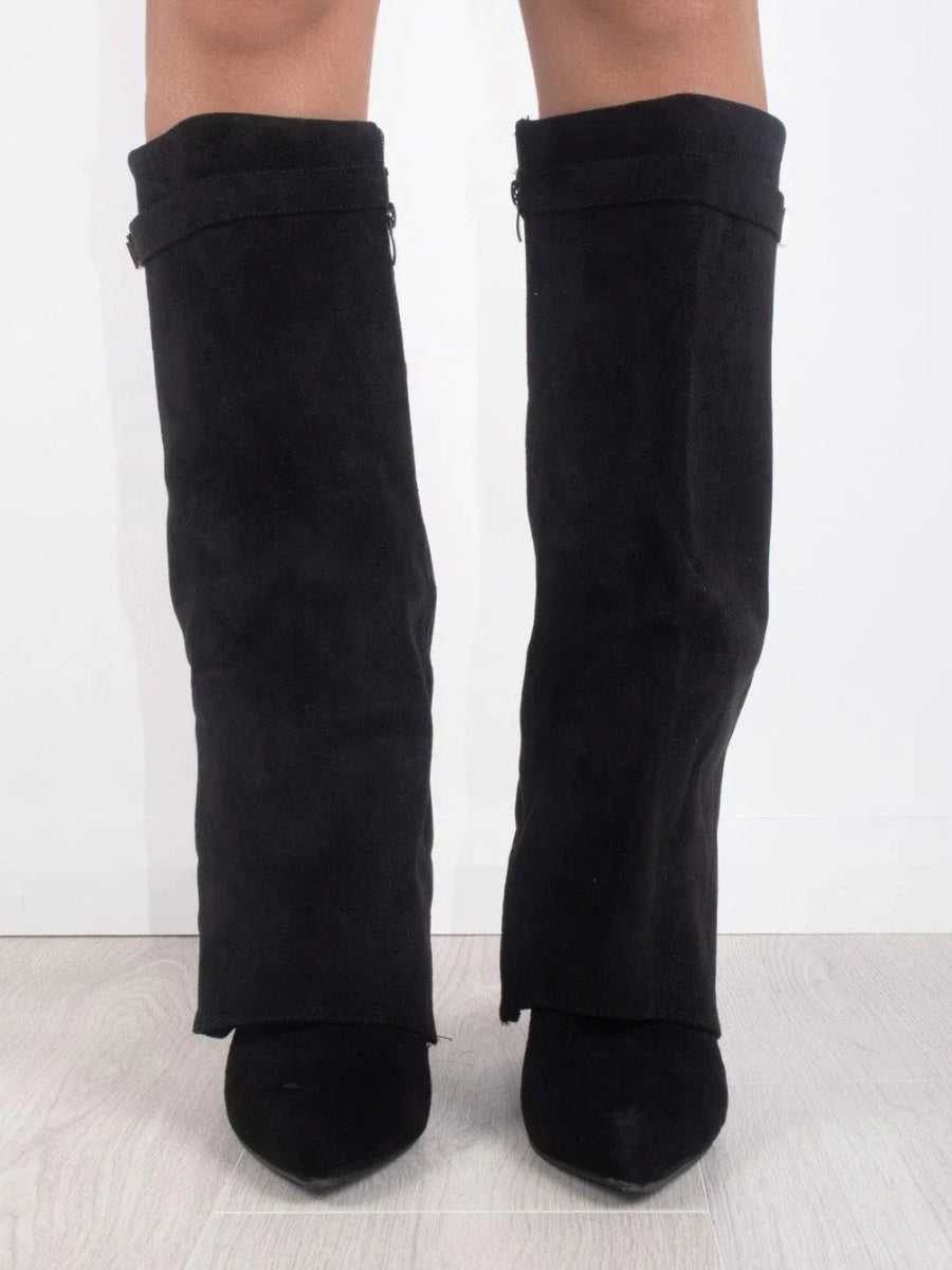 Bottes hautes modernes en suède pour femmes