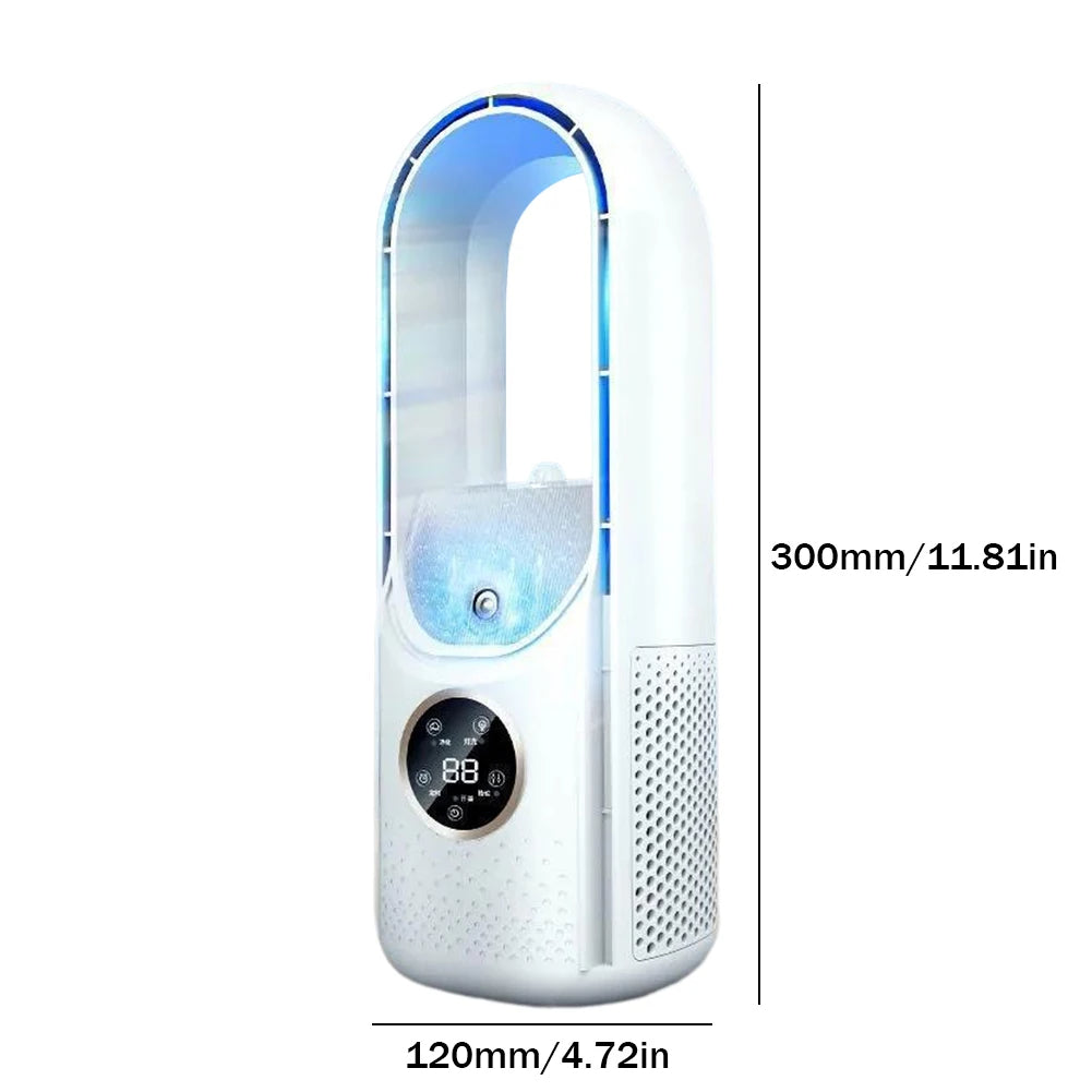 202Portable Airco - Climatisation Portable Silencieuse - Alimentée par USB - 6 Vitesses - Pour la Maison, le Bureau & les Voyages - Blanc/Bleu