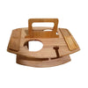 Table de Pique-Nique en Bois Pliable pour Vin – Plateau Rond de Snack Extérieur avec Porte-Gobelets pour un Dîner Al Fresco Élégant