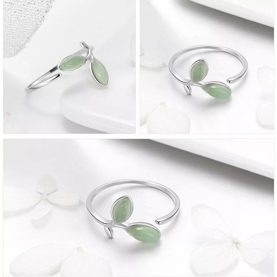 Bague en feuille d'opale verte