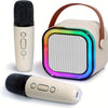 Système de haut-parleur de karaoké portable mini KaraokeLux | Élevez vos soirées à domicile avec des micros sans fil et des lumières disco LED éblouissantes, parfait pour offrir !