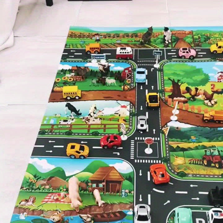Tapis de Jeu Interactif Aventure – Découvrez la Ferme et la Circulation avec des Jouets