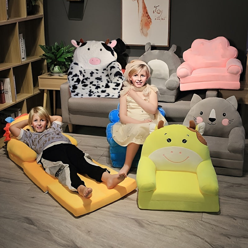 ÉléganceEnfant Canapé-Lit Pliant en Peluche | Chaise convertible et lavable, idéale pour la chambre et la salle de jeux