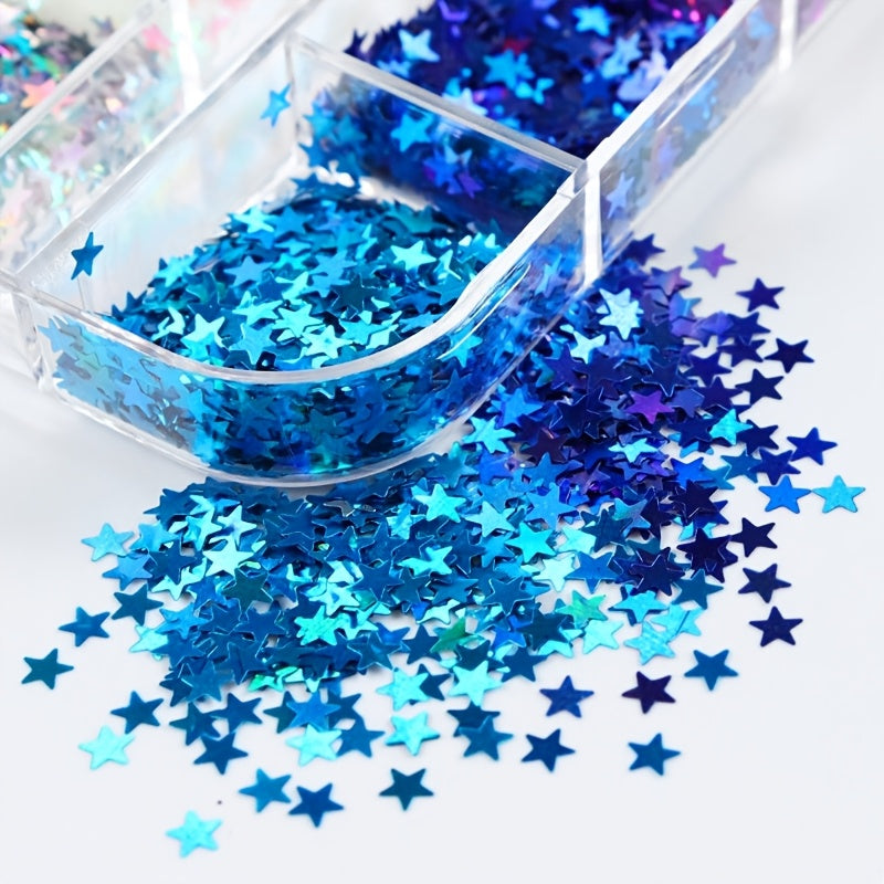 12 Couleurs Étoiles Sequins – Sequins Pailletés dans une Longue Boîte pour DIY et Scrapbooking