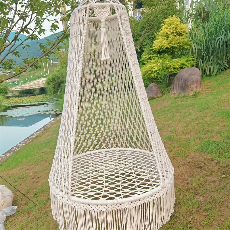 Fauteuil Suspendu Tissé à la Main BohoSwing – Ambiance Bohémienne Détendue