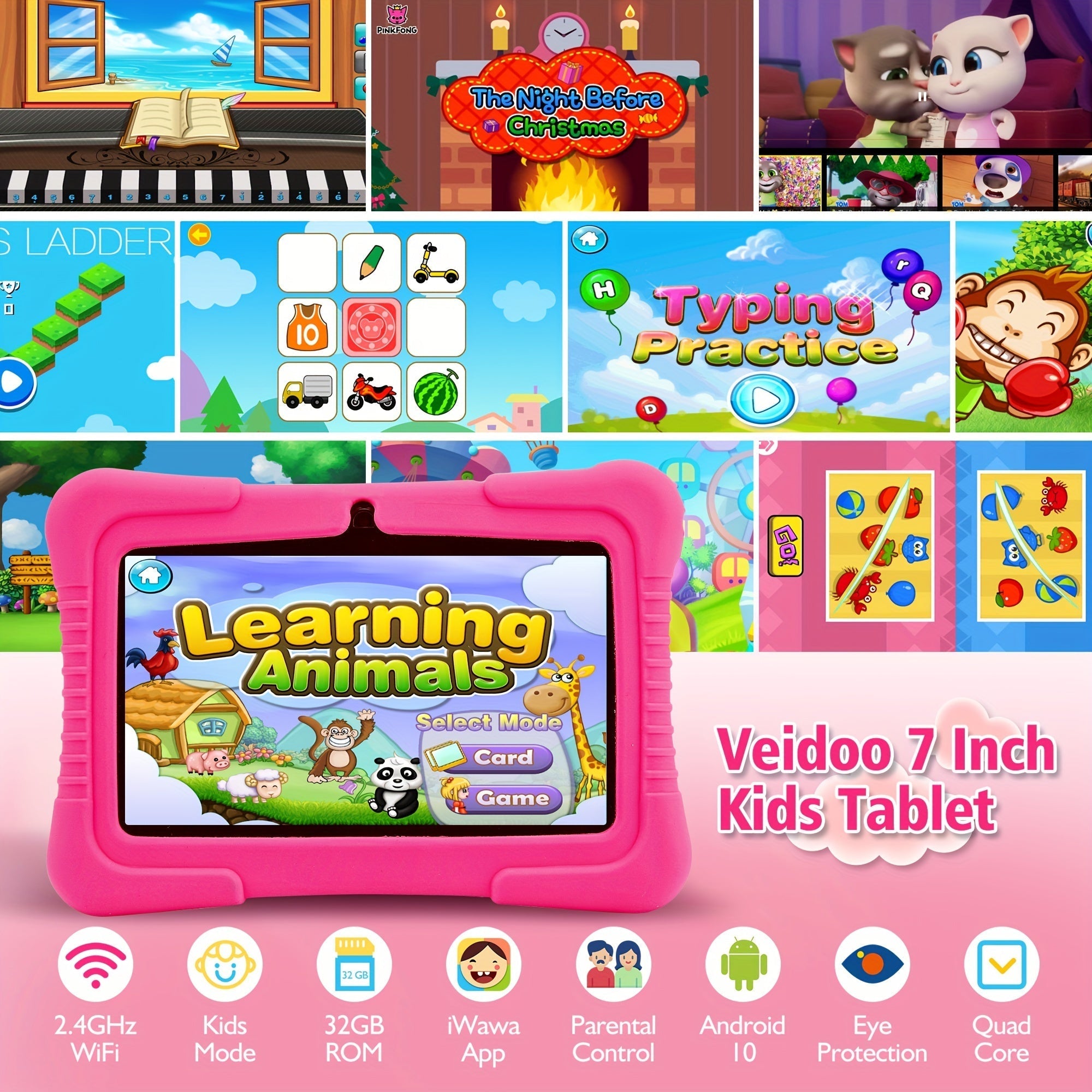 Tablette pour Enfants 7 Pouces - Tablette Android avec Protection Oculaire