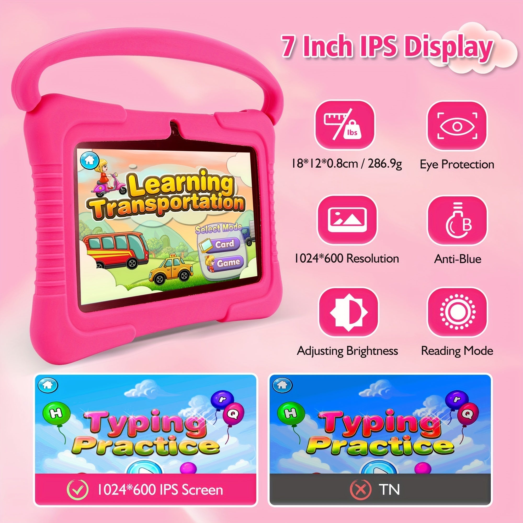 Tablette pour Enfants 7 Pouces - Tablette Android avec Protection Oculaire