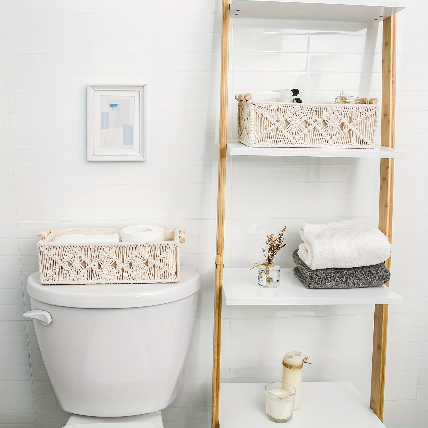 Ensemble de 2 Panier de Rangement en Macramé Fait Main – Boho Chic Pour un Rangement Élégant