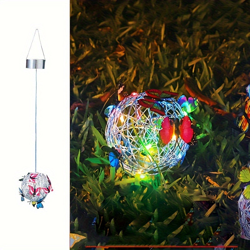 Lanterne à Boule Papillon Solaire LuxeGlow | Lumière de jardin LED enchanteresse pour une ambiance extérieure captivante