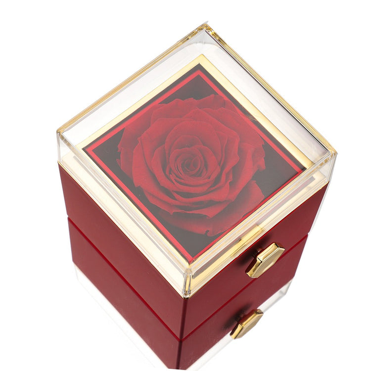 Boîte de Fleurs d'Amor – Rose Éternelle avec Gravure pour la Saint-Valentin