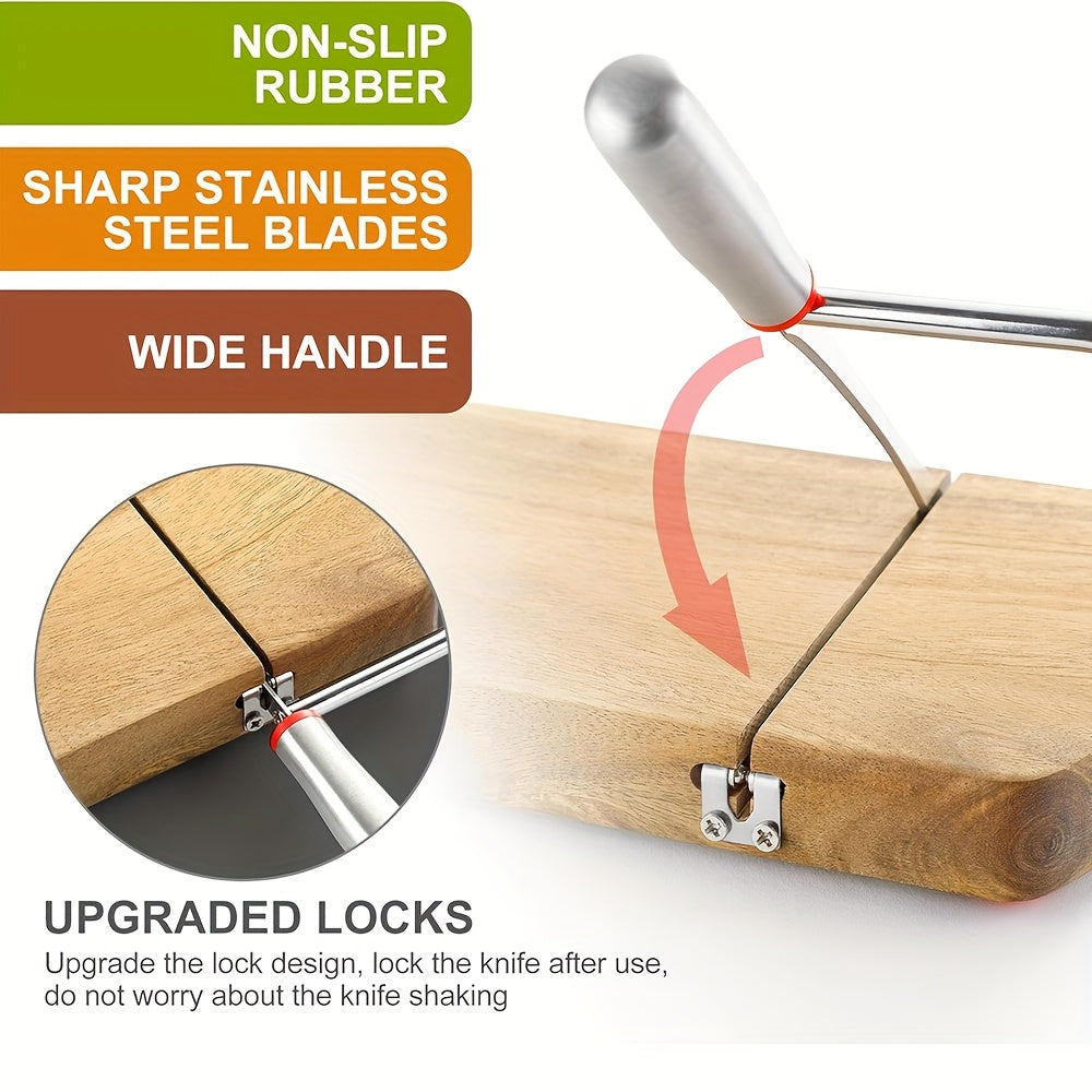 Artisan Acacia Coupe-fromage – Couteau en Acier Inoxydable sur Base en Bois Élégante