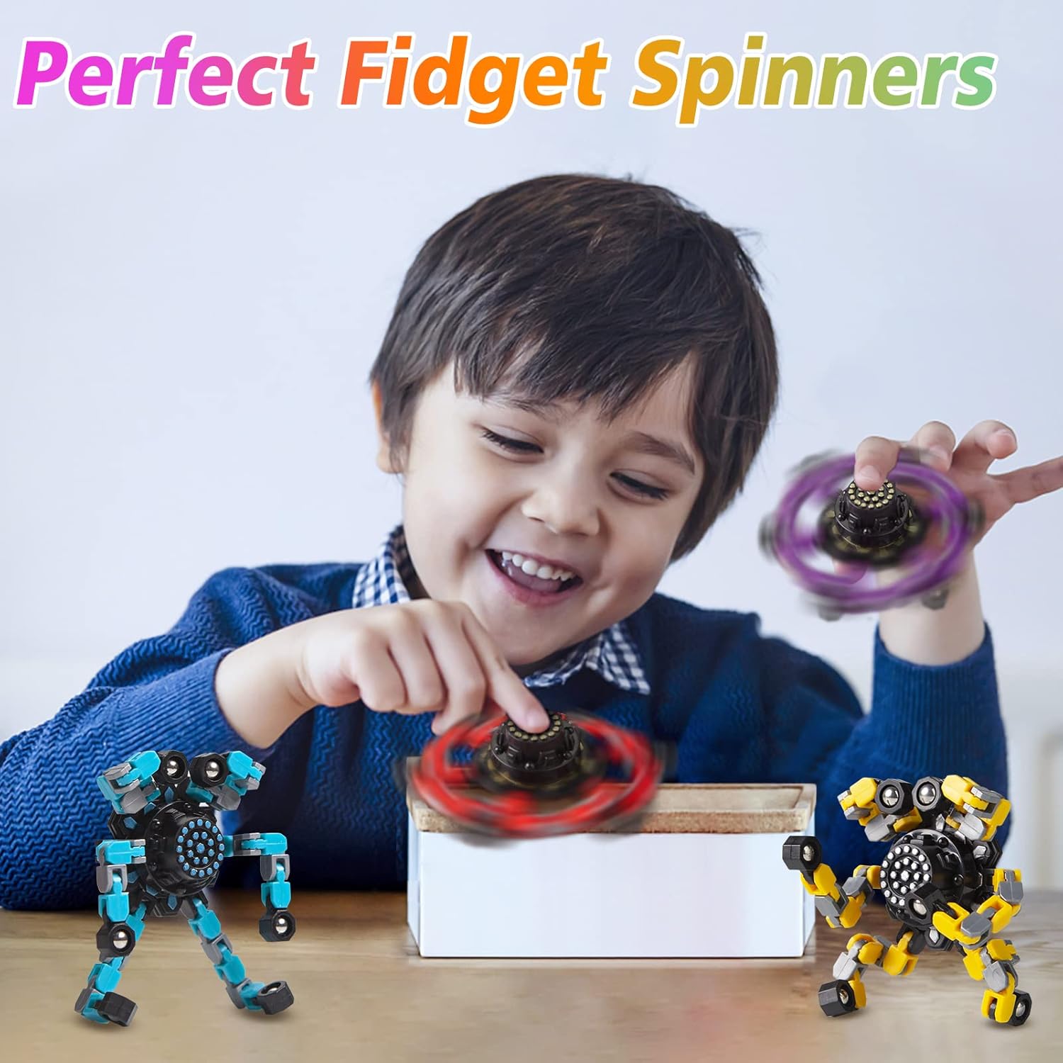 Spinner anti-stress déformable pour enfants et adultes – Set de 4