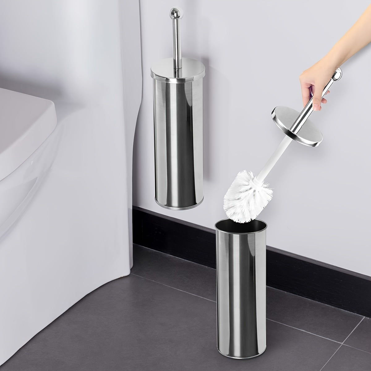 Brosse de Toilette avec Long Manche et Support Hygiénique – Durable et Élégant