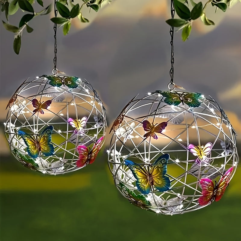 Lanterne à Boule Papillon Solaire LuxeGlow | Lumière de jardin LED enchanteresse pour une ambiance extérieure captivante