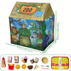 Tente de Jeu Safari Jungle - Maison de Jeu Thème Animaux avec Jouets de Pack Burger