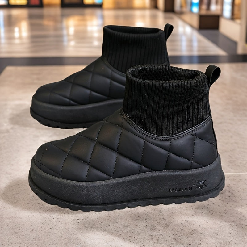 Bottes de Neige d'Hiver Montantes pour Femmes – Design Matelassé avec Isolation et Semelle en Caoutchouc Antidérapante