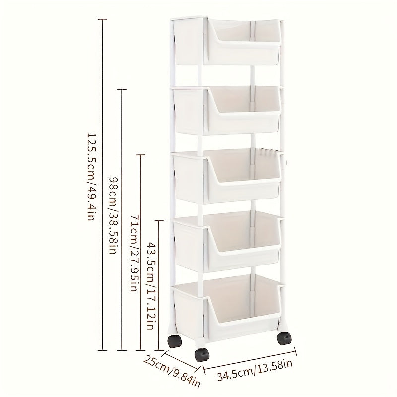 Chariot de Rangement Mobile Luxe NobleNest | Organisateur Élégant à 3/4/5 Niveaux pour une Mobilité Sans Effort et une Utilisation Optimale de l'Espace