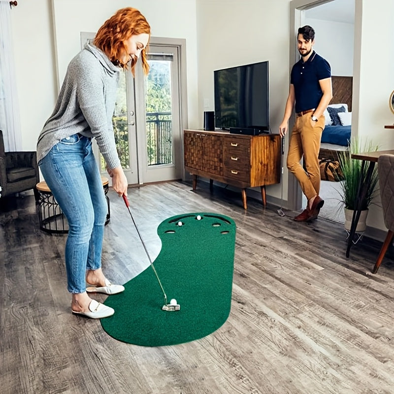 Tapis de Putting Portable 91×274 cm | Tapis de Putting Intérieur & Extérieur | Design Bicolore avec Structure en Feutre