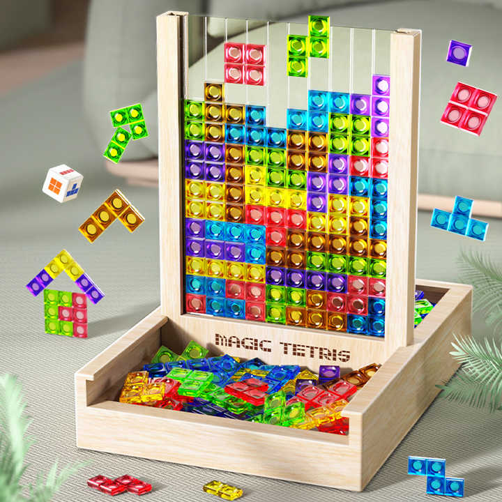 Tableau Tetris Ecoblock – Jeu de Puzzle en Bois pour Enfants et Adultes – Amusement Durable pour le Cerveau