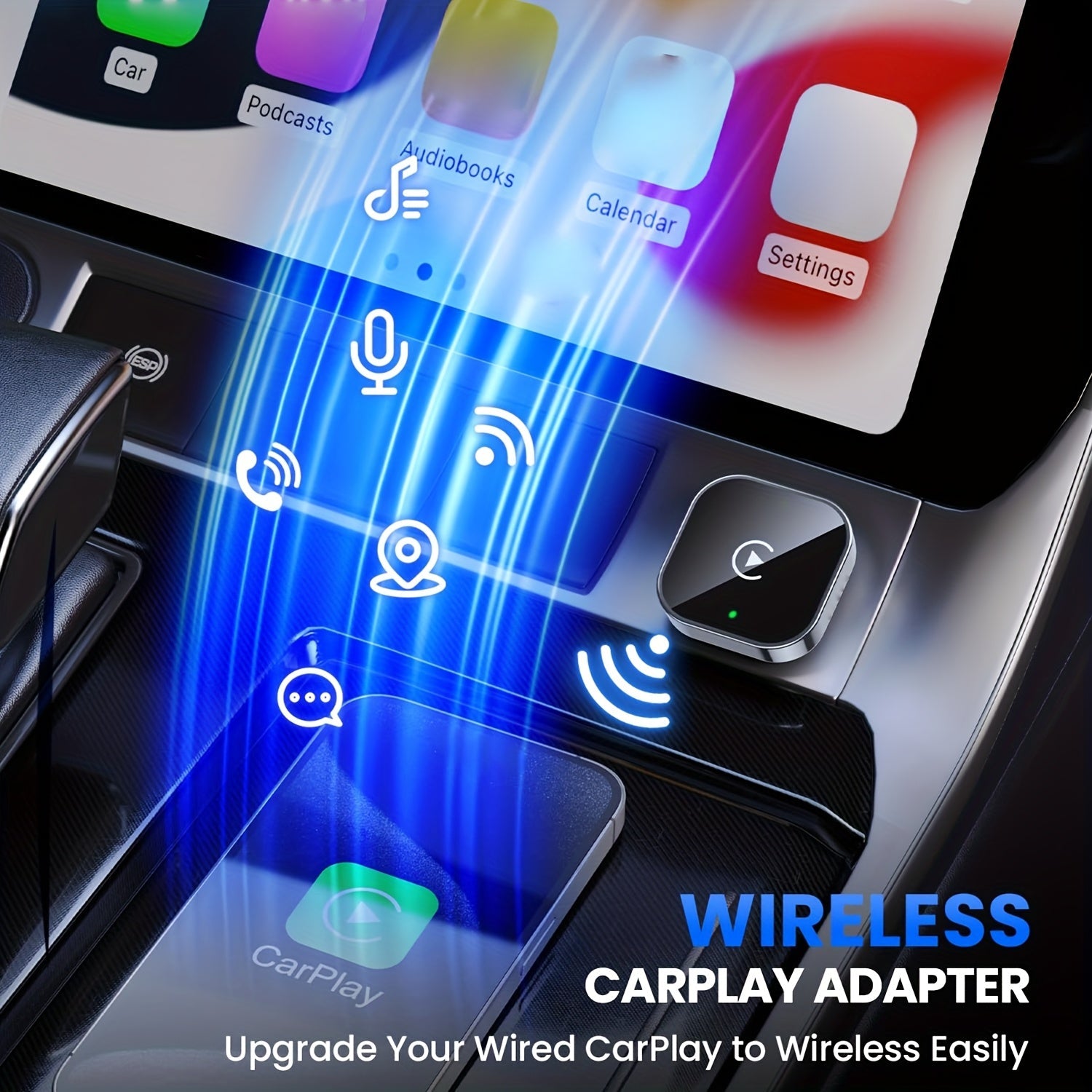 Adaptateur CarPlay & Android Auto Sans Fil 2-en-1 – Plug & Play Connexion Rapide