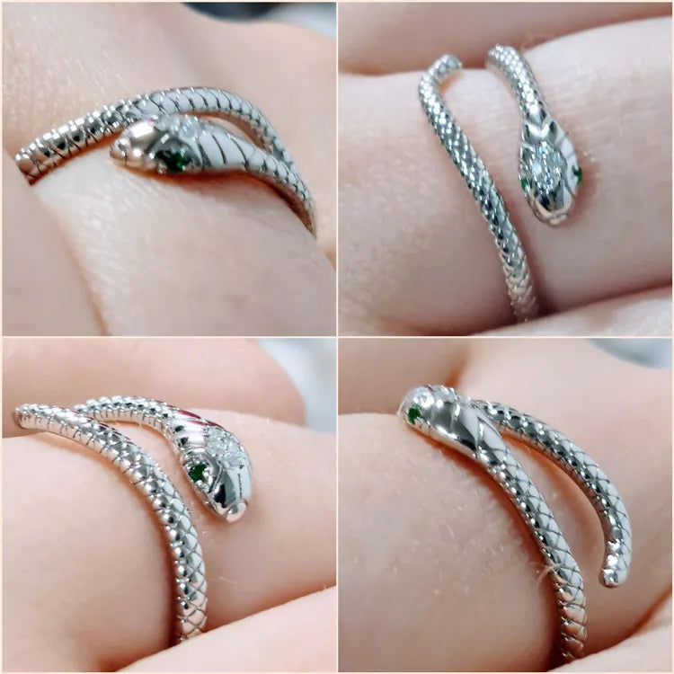 Bague en reptile en platine argenté