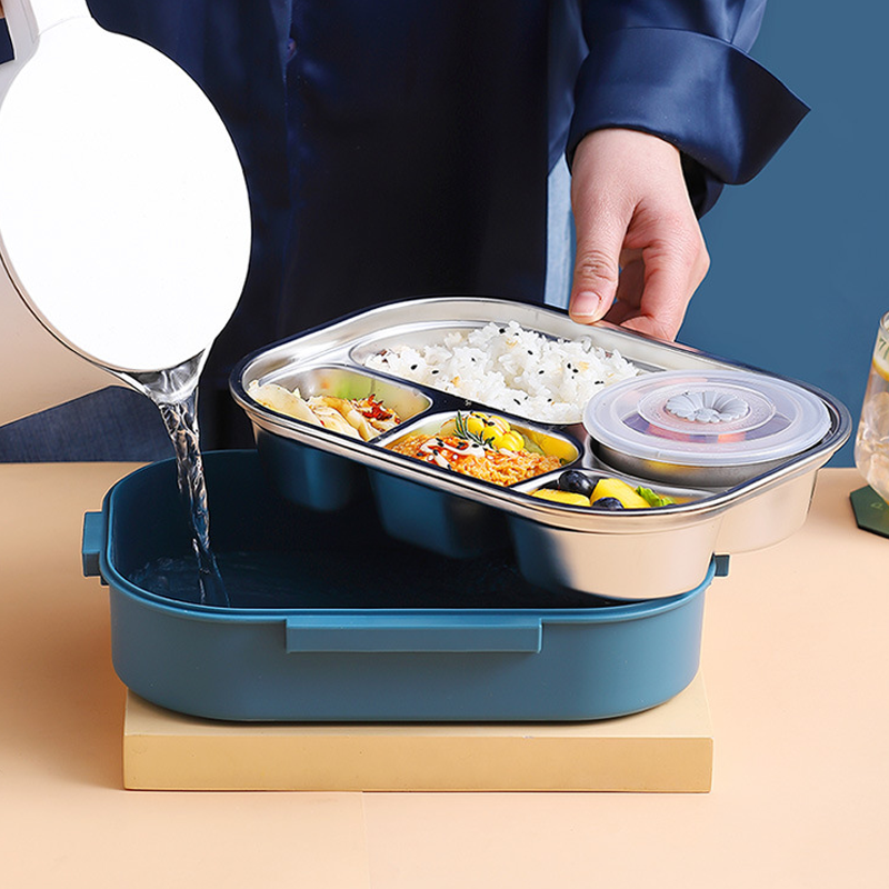Boîte à lunch en acier inoxydable avec 4 compartiments | Boîte à lunch en acier inoxydable avec 4 compartiments