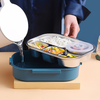 Boîte à lunch en acier inoxydable avec 4 compartiments | Boîte à lunch en acier inoxydable avec 4 compartiments