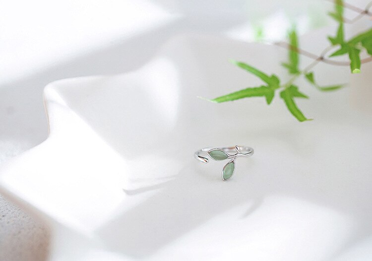 Bague en feuille d'opale verte