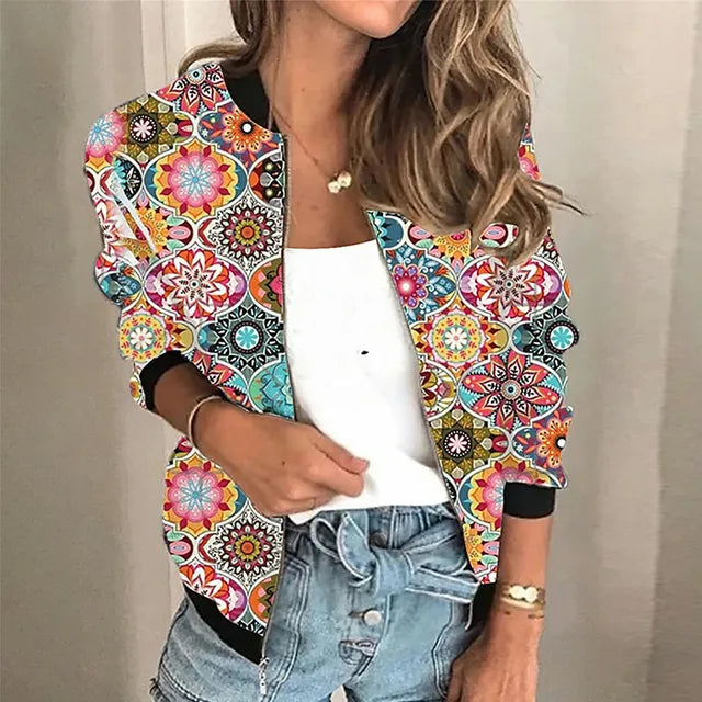 Veste zippée imprimée tendance pour femmes - Faye