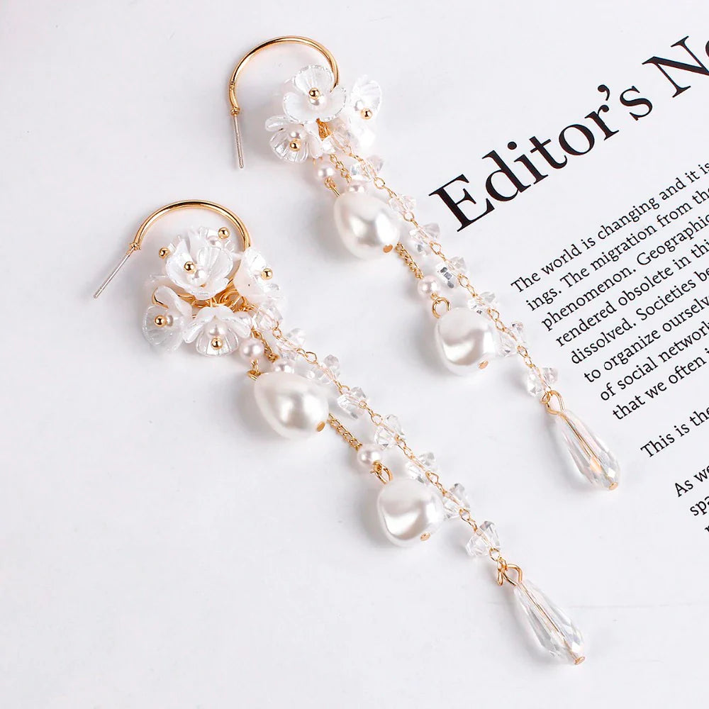 Boucles d'oreilles bohémiennes avec perles et cristaux