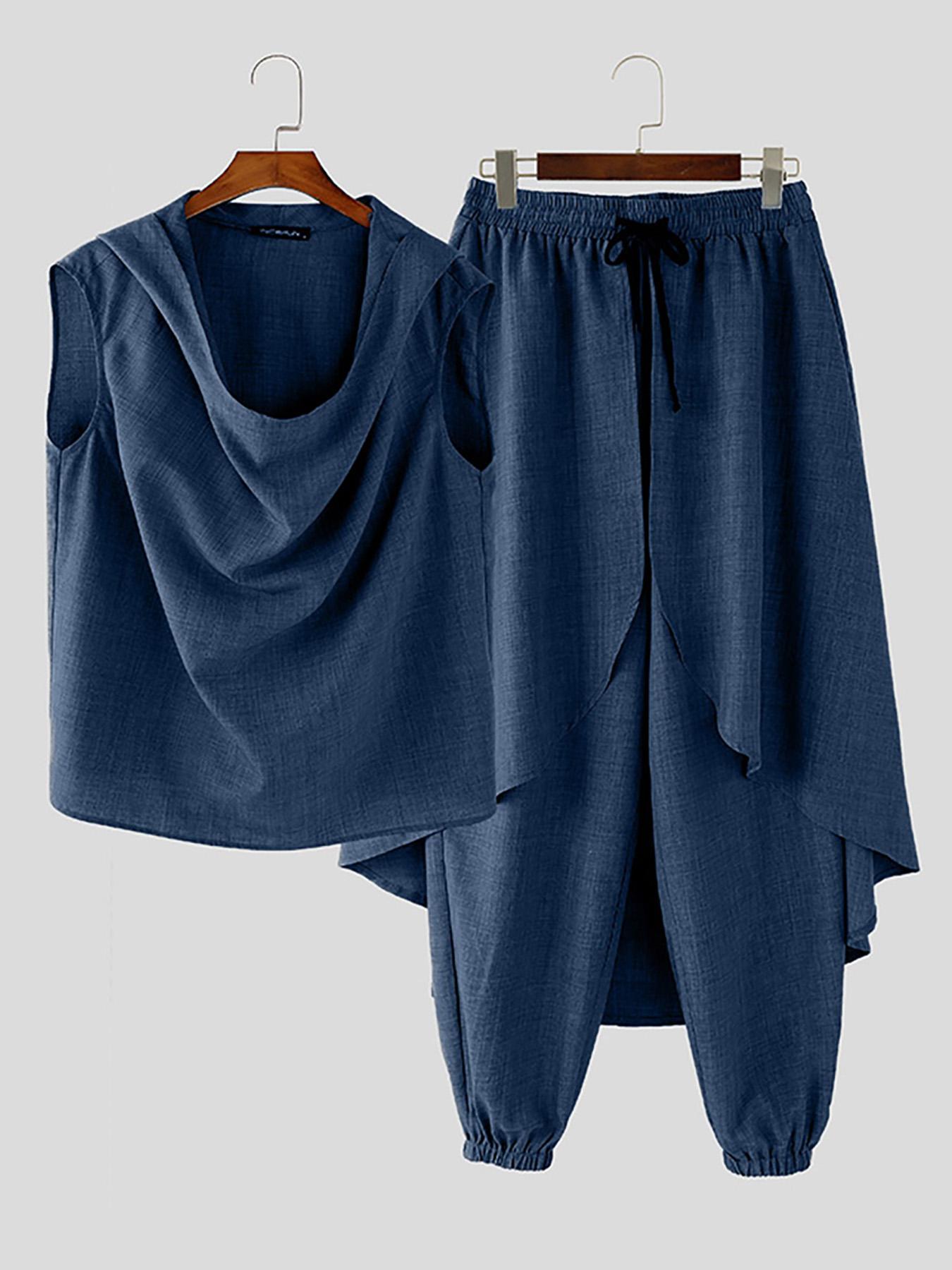 Ensemble Mi-Long pour Hommes – Gilet Sans Manches et Pantalon Baggy
