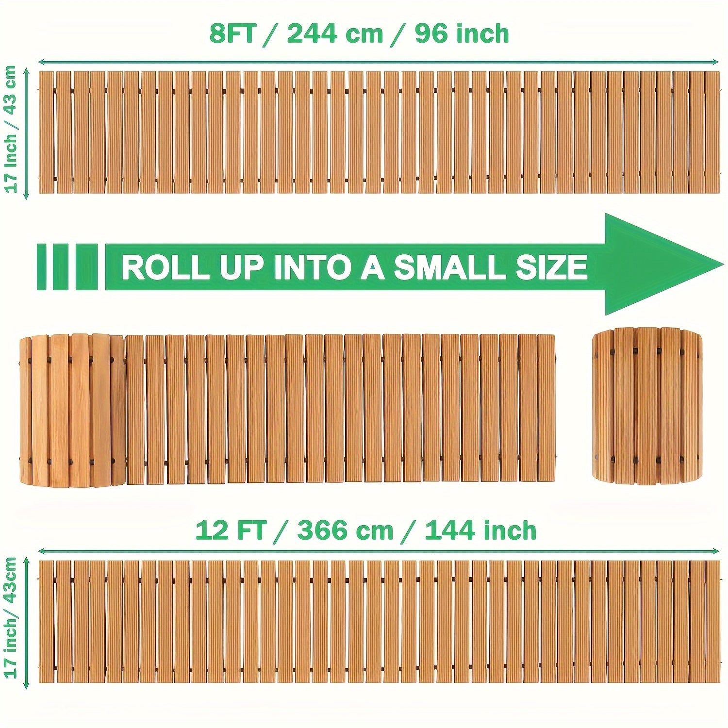 Tapis de Chemin en Bois Roulable – Tapis Durable pour l'Extérieur avec Protection Antidérapante