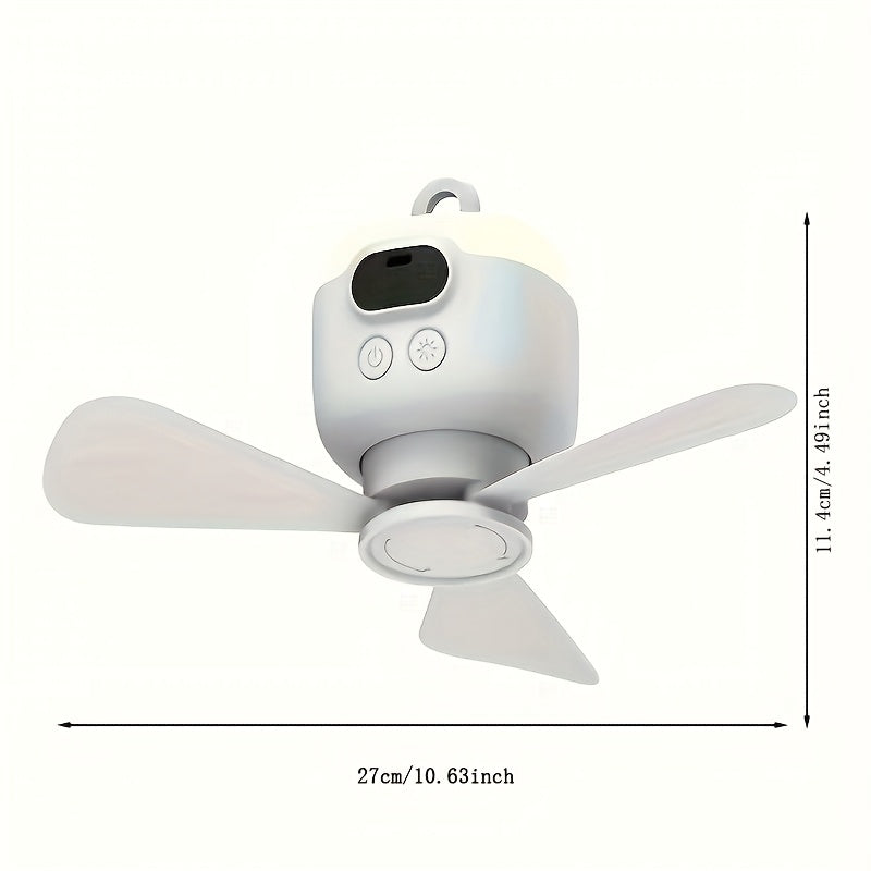 Ventilateur Suspendu USB Rechargeable – Portable avec Lumière LED