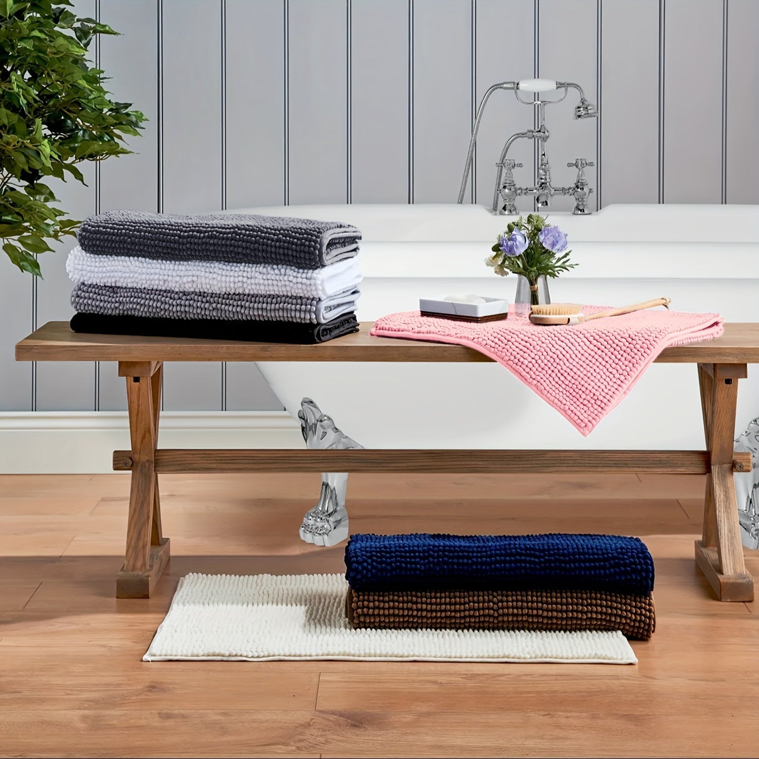Tapis de Bain en Chenille Ultra-Doux – Parfait pour la Salle de Bain ou l'Entrée
