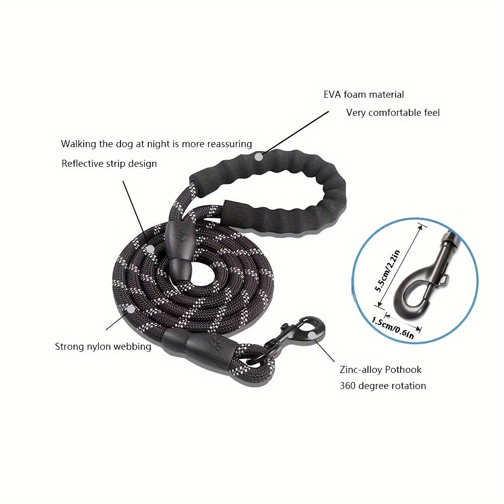 Laisse de Chien Renforcée et Réfléchissante avec Poignée Rembourrée – Durable et Sûre pour Chiens Puissants