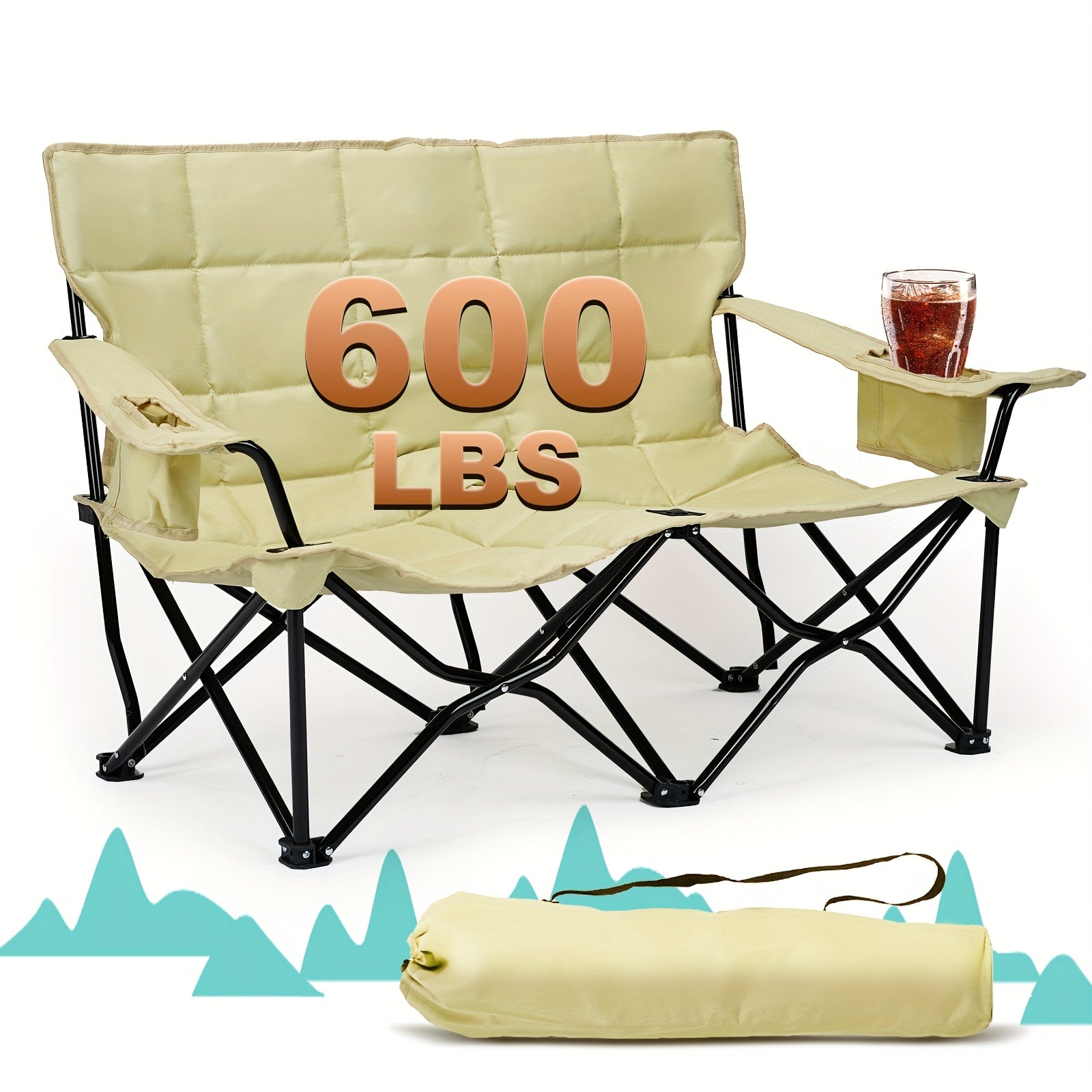 CampEase Fauteuil de Camping Loveseat – Confort Luxueux pour Deux