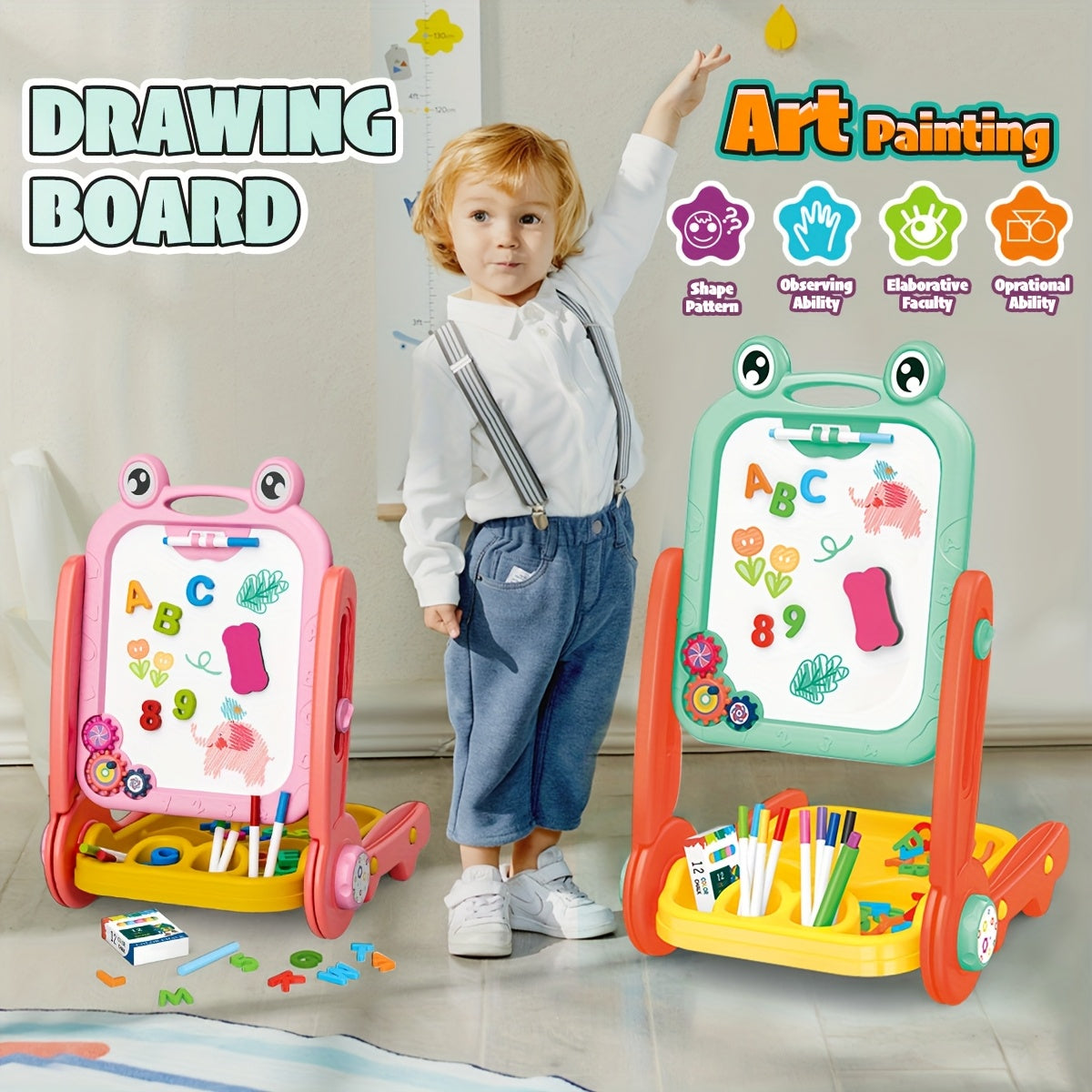 Tableau D'enfant Double Face – Magnétique avec Fonctions Éducatives pour Apprendre et Jouer