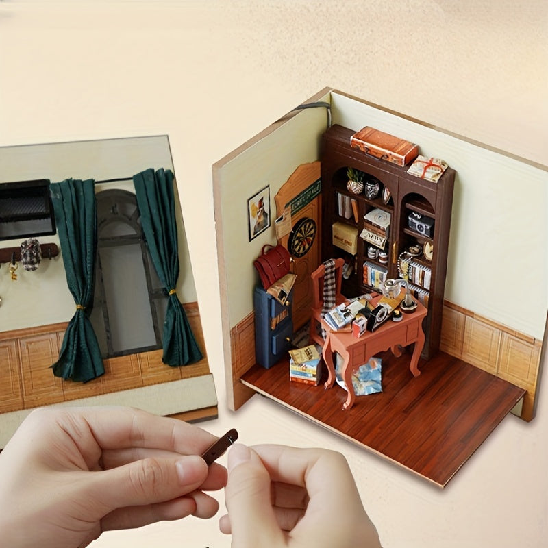 Bureau de Détective DIY Miniature – Ensemble de Puzzle 3D avec Éclairage pour Hobbyistes Créatifs
