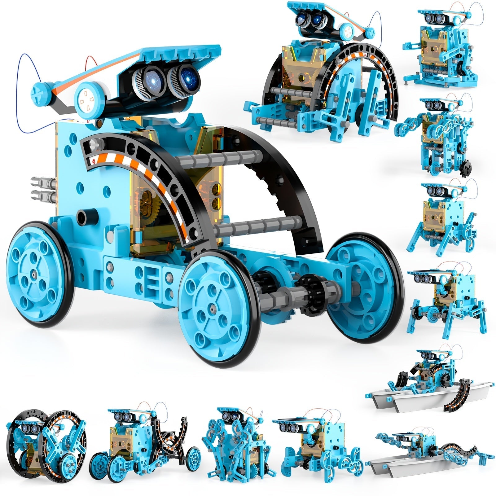 Solar Robo Builder - Jouet éducatif de construction 12-en-1 à énergie solaire